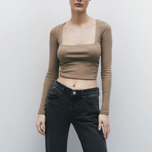 zara square neck shirt